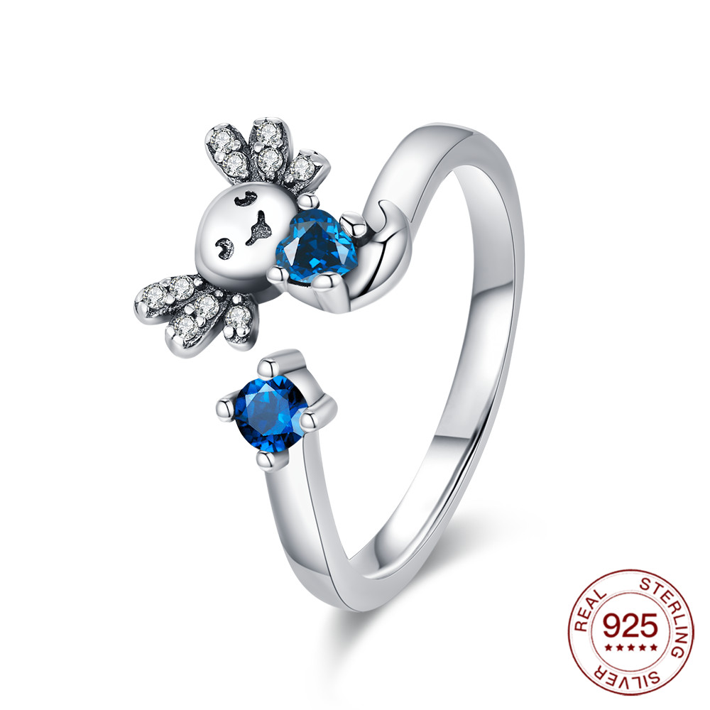 Statement Cocktail Ring - S925 スターリングシルバー クリエイティブ サラマンダー ブルー ダイヤモンド