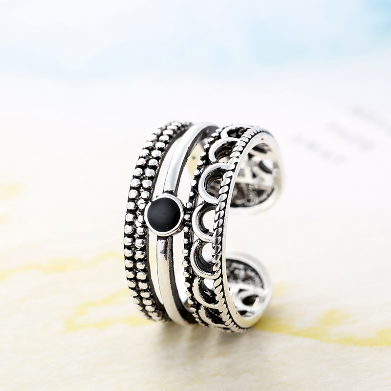 Statement Cocktail Ring - 新しい925スターリングシルバー中空不規則調整可能リング女性用高級ジュエリー卸売格安