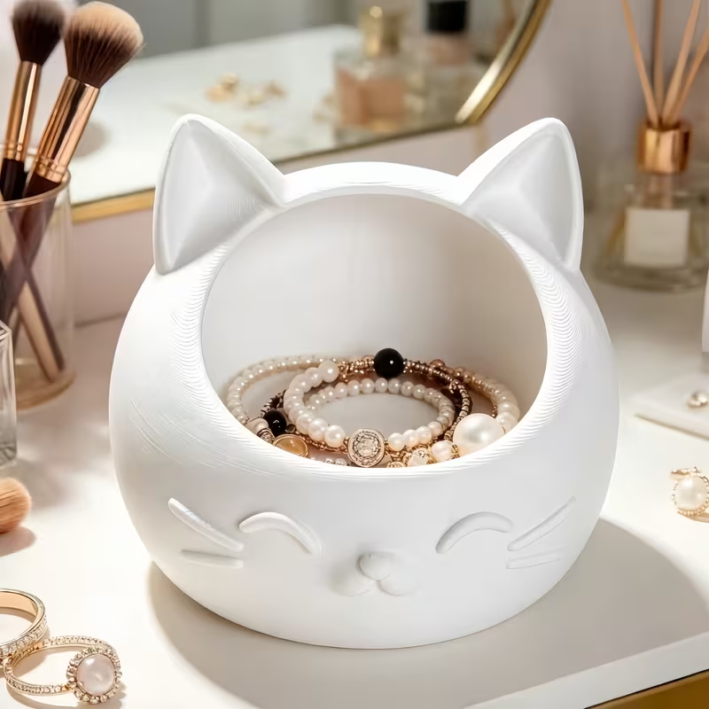 Jewelry Like Watches - ミニ漫画猫型収納ボックス、ジュエリーや時計などの小物を収納するためのかわいいベッドサイドオーガナイザー