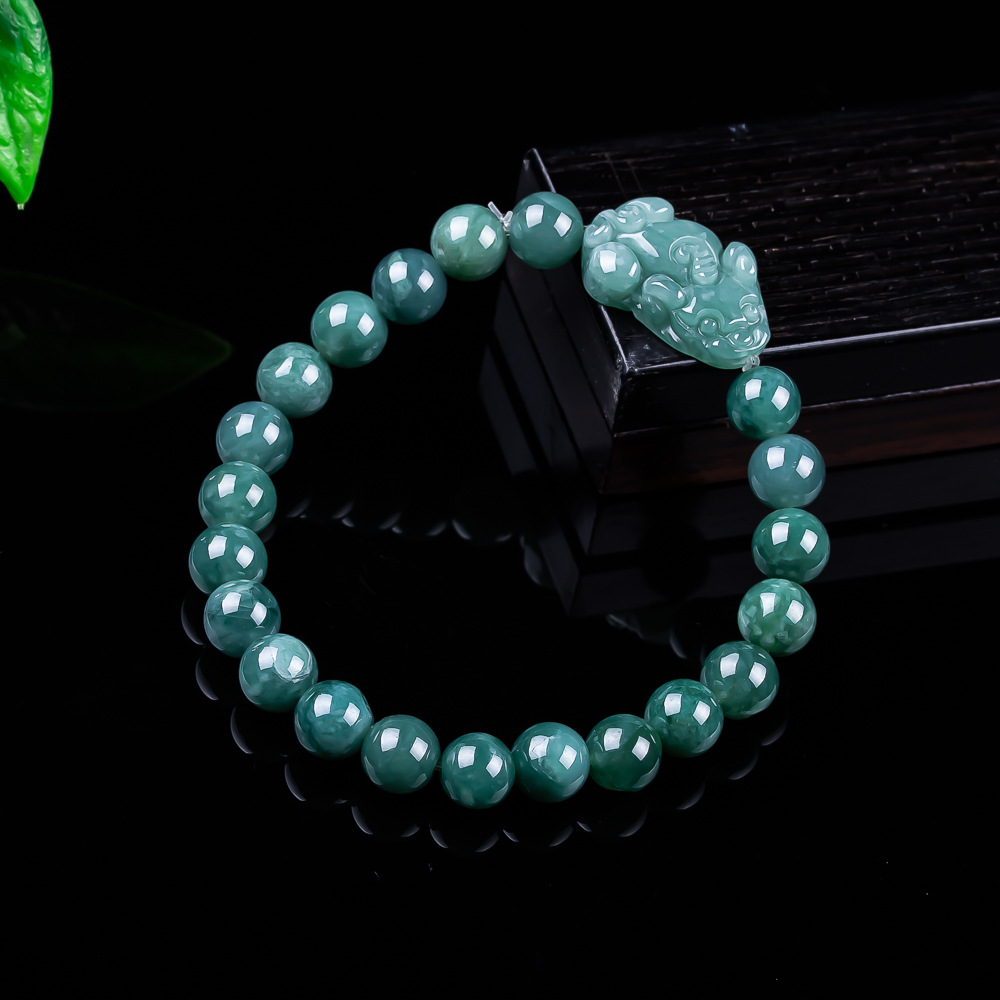 Jewelry & Watches Store - 天然ビルマ翡翠貔貅ブレスレットヴィンテージお守りチャームギフト女性のためのジュエリーバングル本物の翡翠アクセサリー