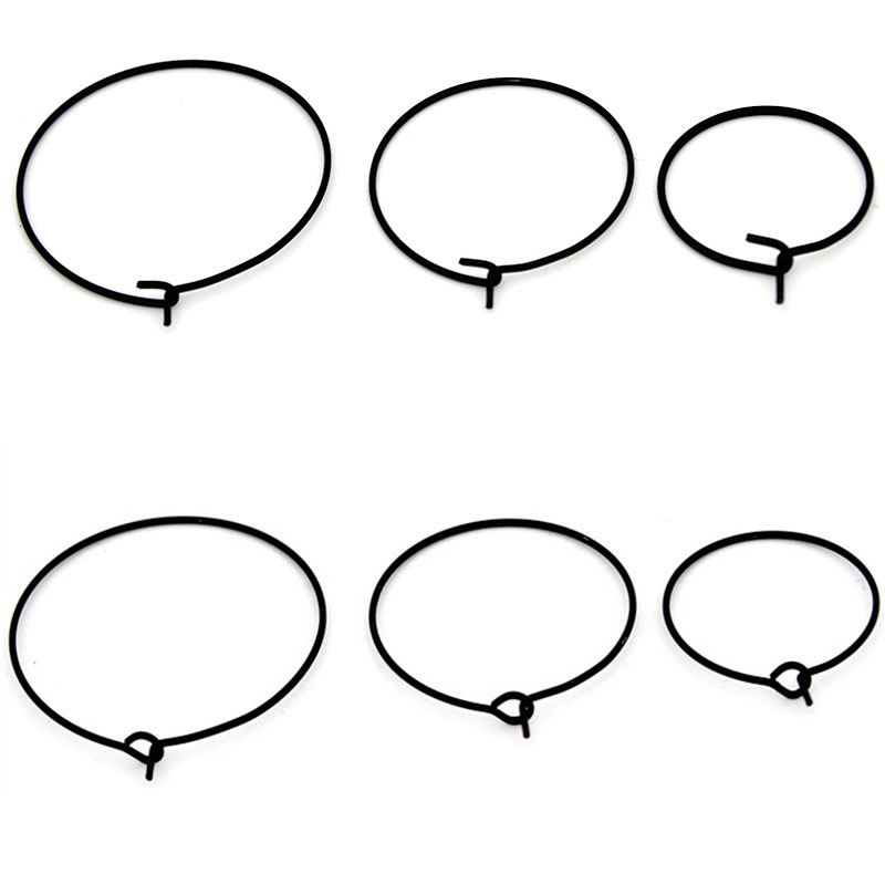 Hoop Earrings - 20個入り 20mm 25mm 30mm ステンレス製 ブラック