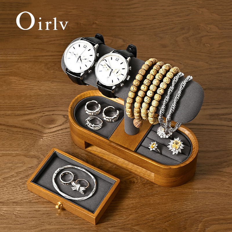 Jewelry Stand Watches - Oirlv 無垢材時計オーガナイザー棚 T バー時計ホルダーオーガナイザーショーケースブレスレットバングルジュエリーディスプレイスタンド時計収納