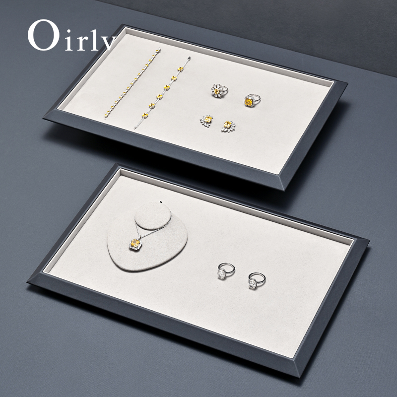 Jewelry And Watches Stores - Oirlv レザー製ジュエリートレイ 高級ジュエリーオーガナイザー リング、イヤリング、ネックレス、ブレスレット、ペンダント、時計用棚 ジュエリーストア限定
