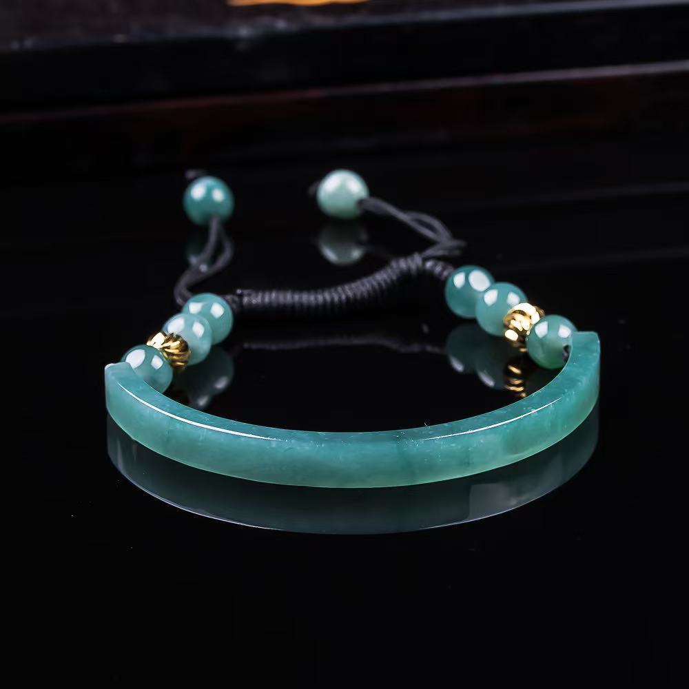 Jewelry & Watches Store - ミャンマー翡翠ブレスレットアクセサリー彫刻宝石天然ビルマ翡翠バングルお守りファッションギフト女性のための本物のジュエリー