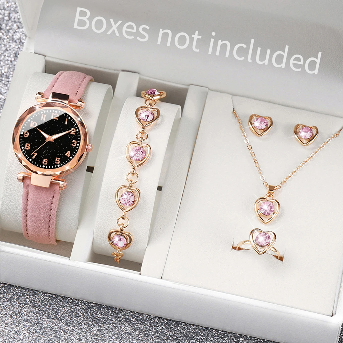 Jewelry Watch Making - 5/6 個のファッション女性用腕時計カジュアルレザーバンドクォーツ時計女性用時計ジュエリーセット Reloj Mujer (箱なし)