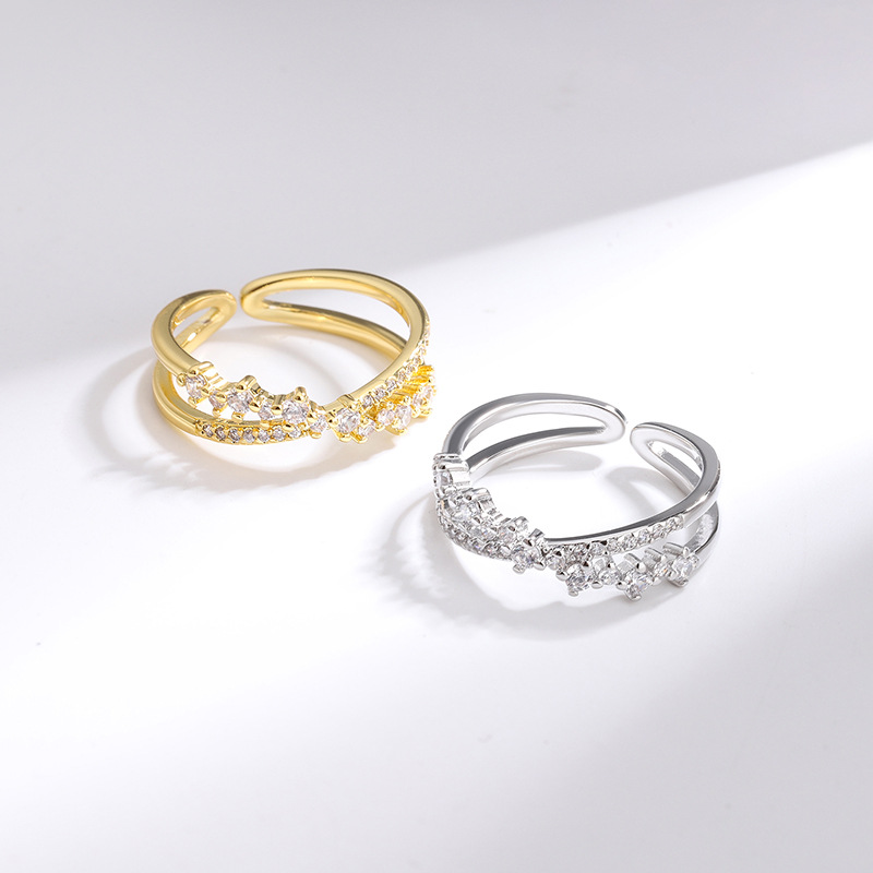Statement Cocktail Ring - ファッション 925 スターリングシルバージルコン重複オープンリング女性のための高級ジュエリーギフト女性アクセサリーアイテム