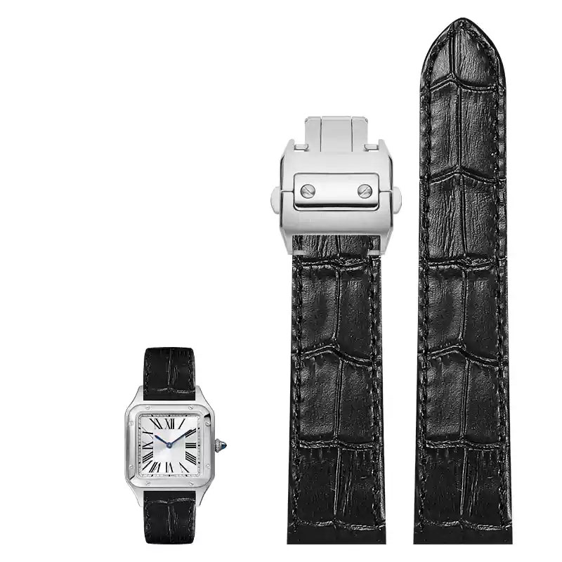 Cartier Watch Santos - 20 ミリメートル 23 ミリメートル本革時計ストラップカルティエサントス時計バンドサントス 100 男性と女性の折りたたみバックルストラップ