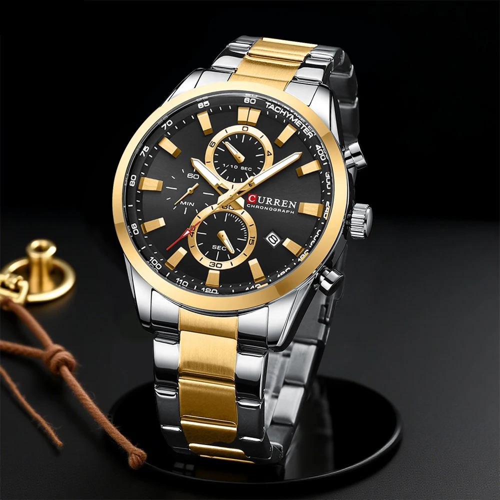 Jewellery Watch - カレンカジュアルクォーツクロノスポーツ腕時計ブランド男性用ステンレススチールブレスレット多機能ダイヤル 2023 腕時計日付付き