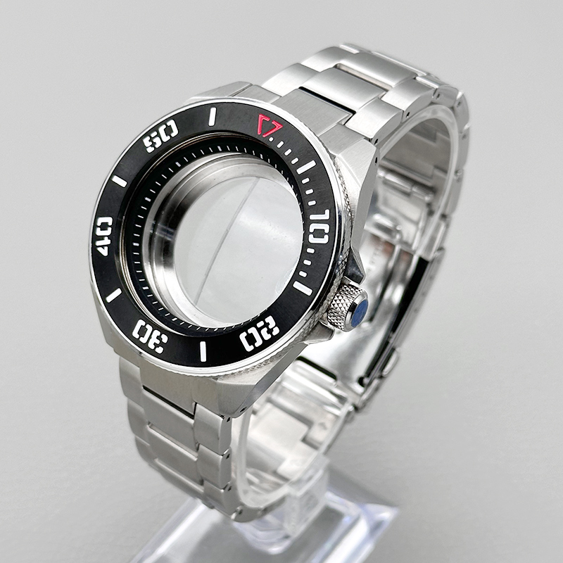 Citizen Watch Tsuyosa - 44mmシルバーキングサムライウォッチケース、スチールストラップ付き、NH34 NH35 NH38 NH36 4R 7Sムーブメント対応、サファイアガラスウォッチケースパーツ