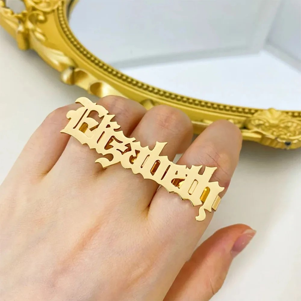 女性用の調整可能なカスタムネームリング,3本指の大きなリング - Statement Cocktail Ring のレビューと価格