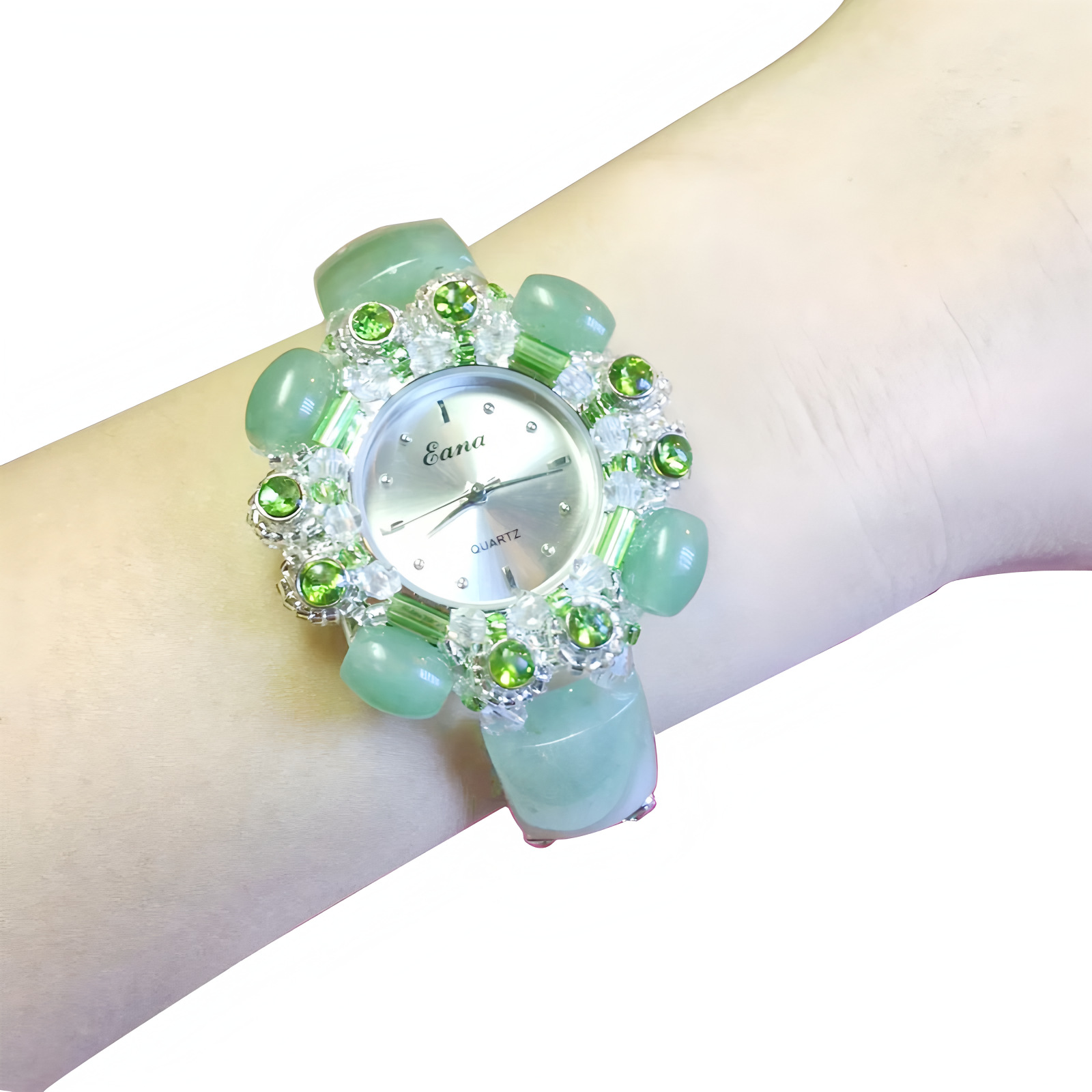 高級グリーンジェイドブレスレットウォッチ レディースファッシ - Jewelry Like Watches のレビューと価格