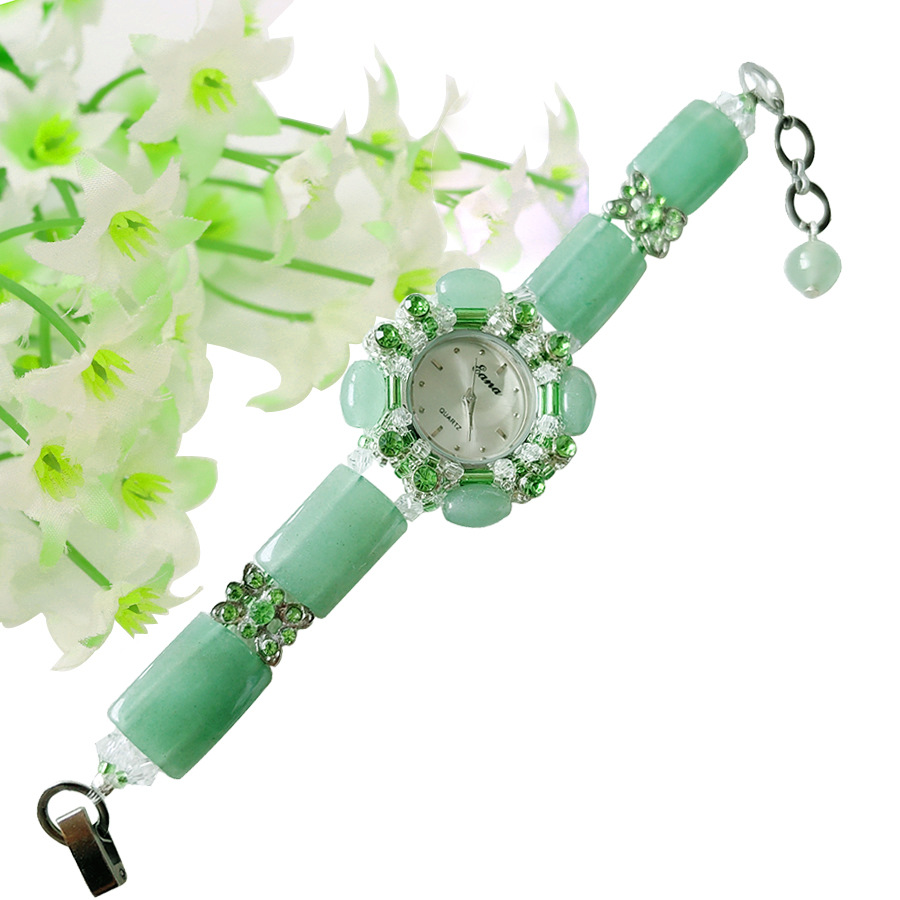 高級グリーンジェイドブレスレットウォッチ レディースファッシ - Jewelry Like Watches のレビューと価格