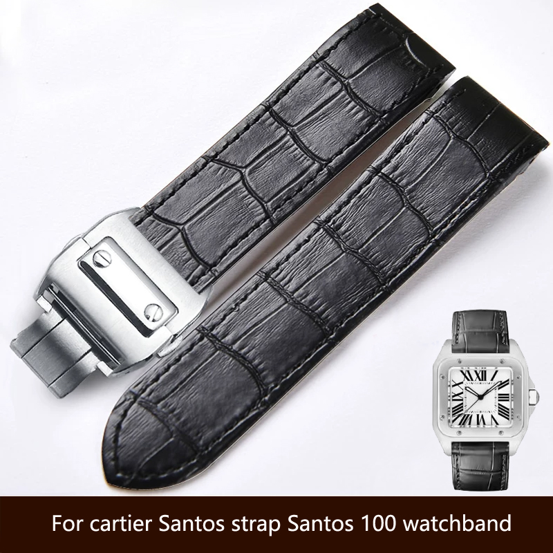 高品質な本革製腕時計バンド。カルティエ サントス用、20mm - Cartier Watch Santos のレビューと価格