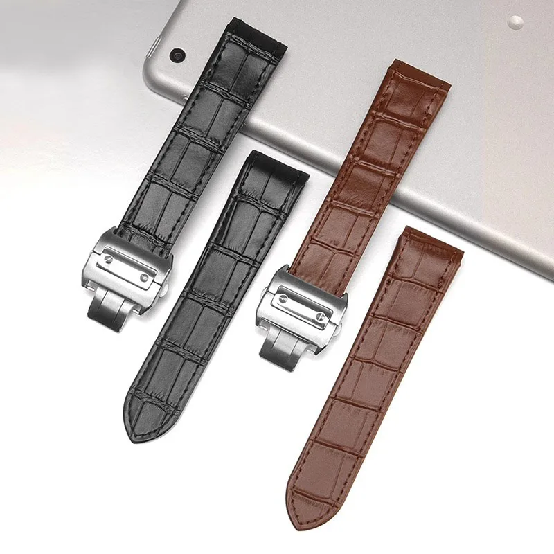 高品質な本革製腕時計バンド。カルティエ サントス用、20mm - Cartier Watch Santos のレビューと価格