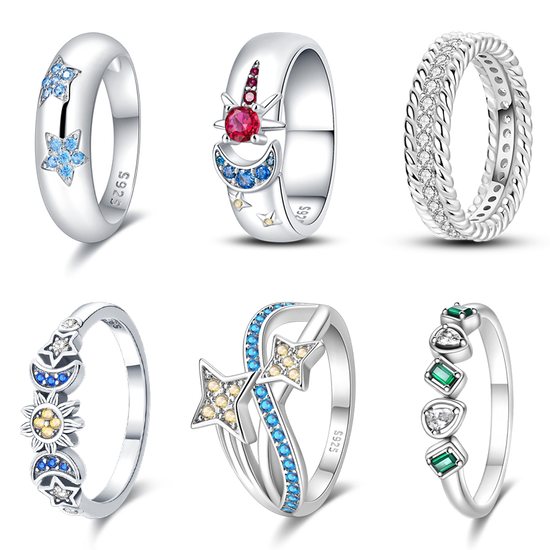 女性のための925シルバージルコンリング,シルバーカラー,ス - Statement Cocktail Ring のレビューと価格