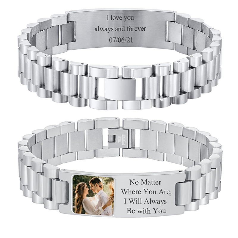 カスタム画像テキストブレスレット時計バンドステンレス鋼リンク - Jewelry Like Watches のレビューと価格