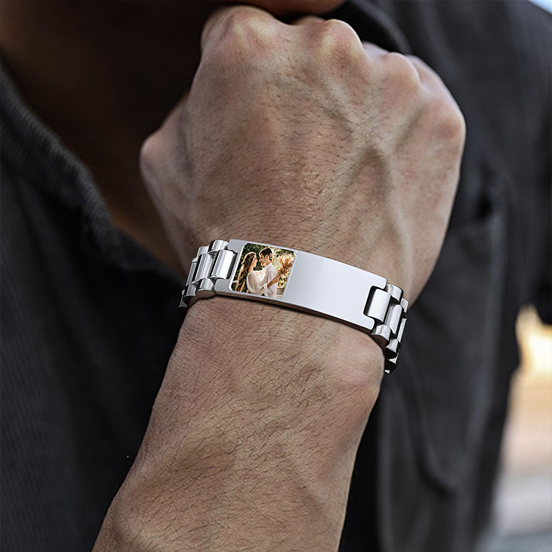 カスタム画像テキストブレスレット時計バンドステンレス鋼リンク - Jewelry Like Watches のレビューと価格