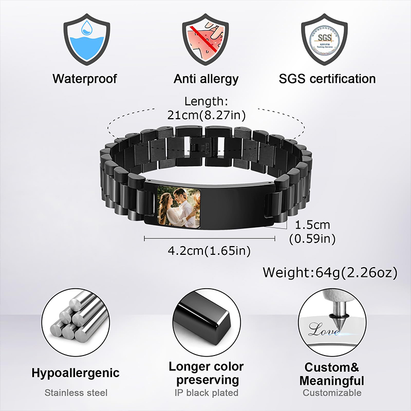 カスタム画像テキストブレスレット時計バンドステンレス鋼リンク - Jewelry Like Watches のレビューと価格