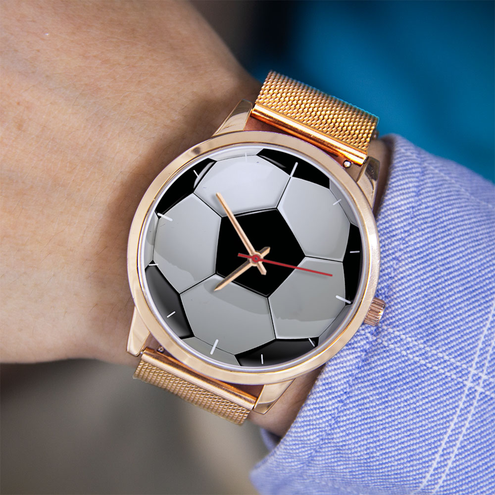 サッカー フットボール デザイン ファン シルバー メンズ腕 - Jewellery Watch のレビューと価格