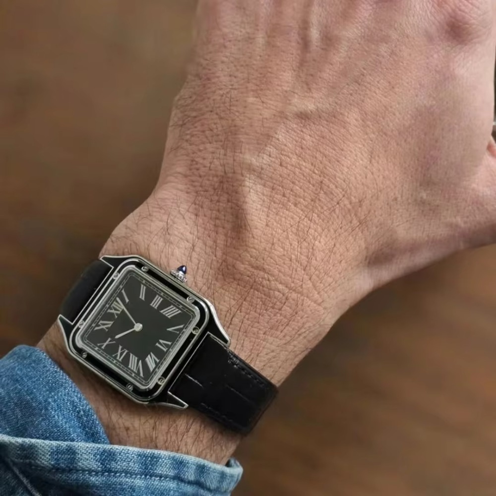 15.5mm、17.5mm、19mmのワニ柄カーフスキン製腕 - Cartier Watch Santos のレビューと価格