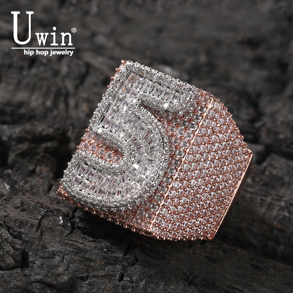 Uwin ビッグスクエアカスタムリング タイポグラフィックラ - Statement Cocktail Ring のレビューと価格