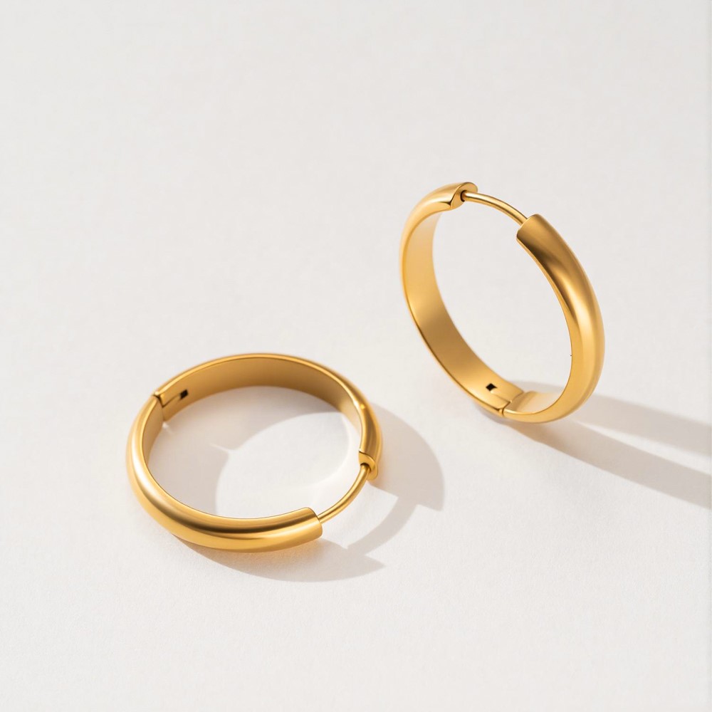 4個入りステンレス製丸型フープイヤリング ファッションイヤー - Hoop Earrings のレビューと価格