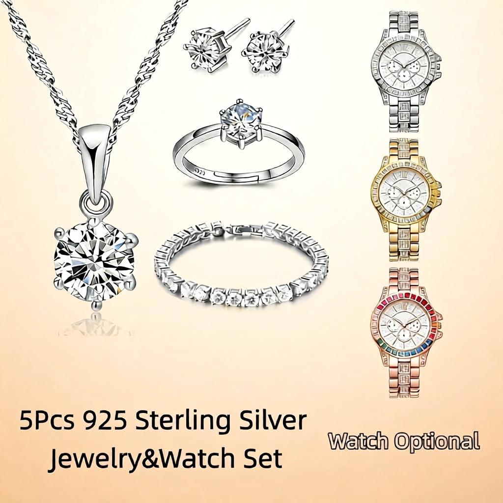 絶妙な925スターリングシルバー幾何学模様クリスタルジルコン - Best Jewelry Watches Women のレビューと価格
