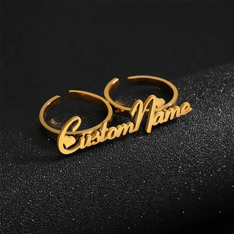 女の子のためのステンレス鋼と金のリング,パーソナライズされた - Statement Cocktail Ring のレビューと価格