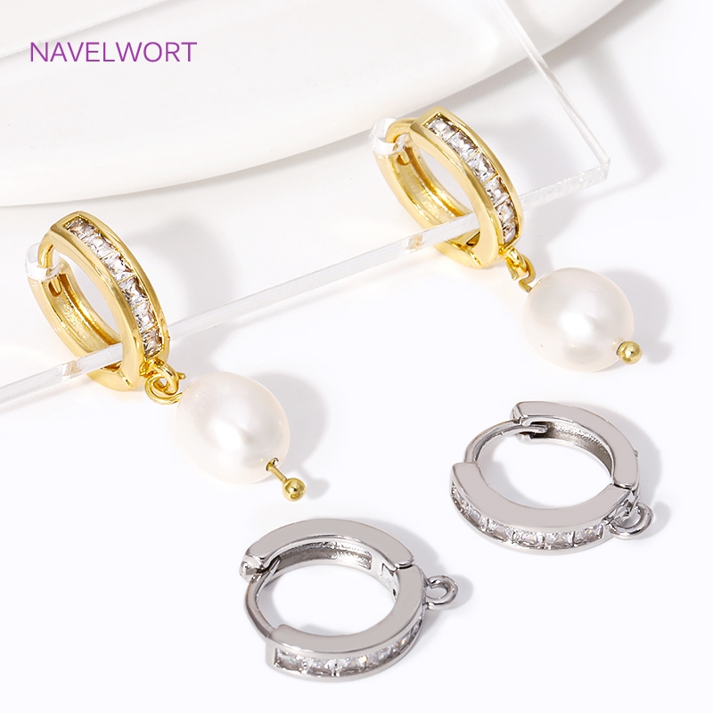 18Kゴールドメッキを施したジルコンをあしらった丸型イヤリン - Hoop Earrings のレビューと価格