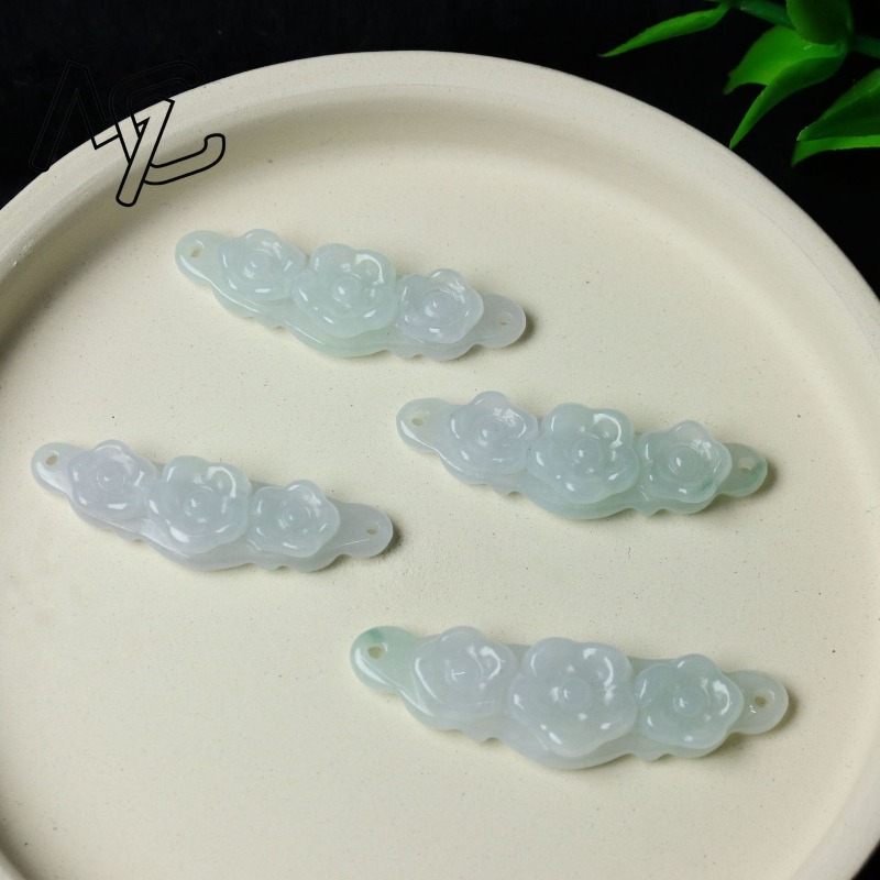 1pc 天然翡翠エメラルドフラワーハンドカード DIY アク - Jewelry & Watches Store のレビューと価格