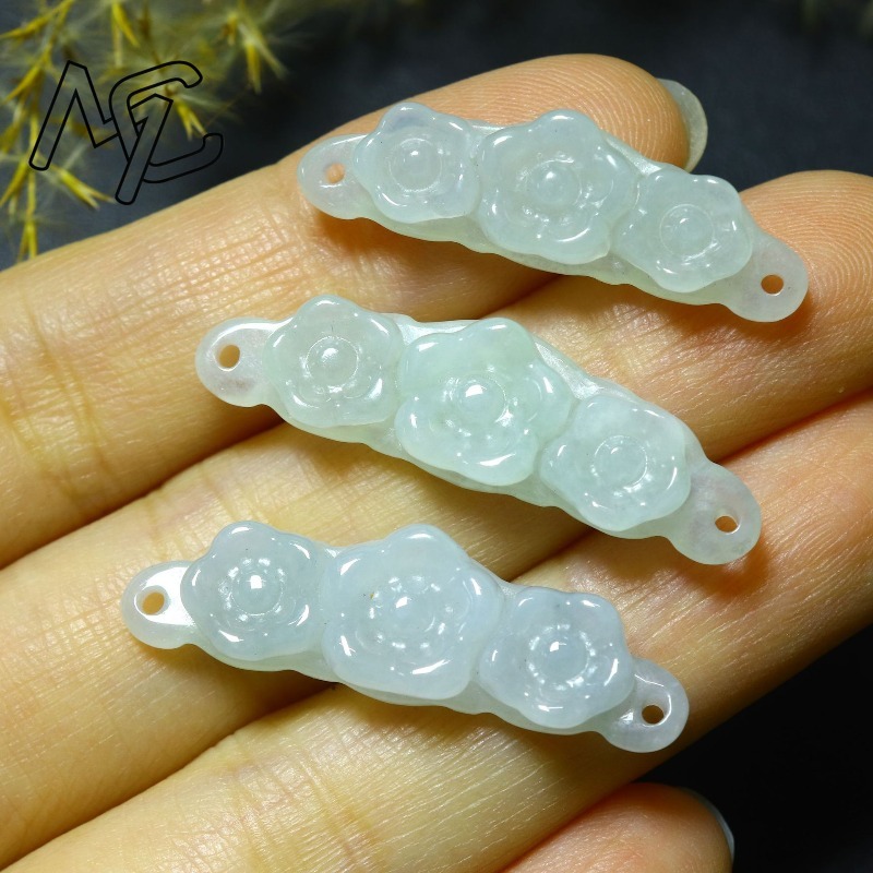 1pc 天然翡翠エメラルドフラワーハンドカード DIY アク - Jewelry & Watches Store のレビューと価格