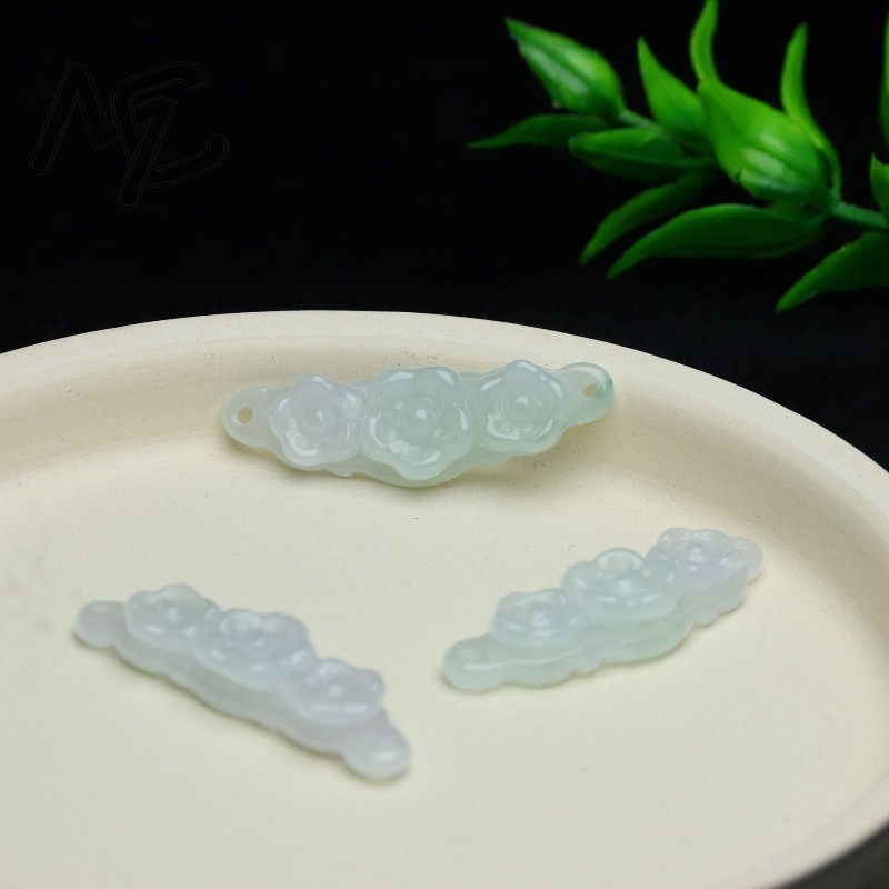 1pc 天然翡翠エメラルドフラワーハンドカード DIY アク - Jewelry & Watches Store のレビューと価格