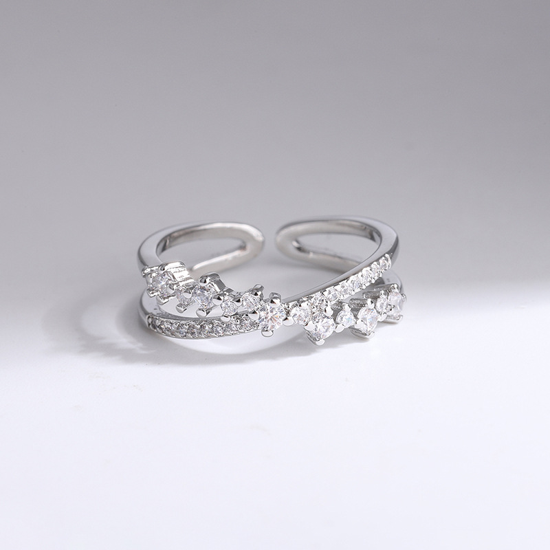 ファッション 925 スターリングシルバージルコン重複オープ - Statement Cocktail Ring のレビューと価格