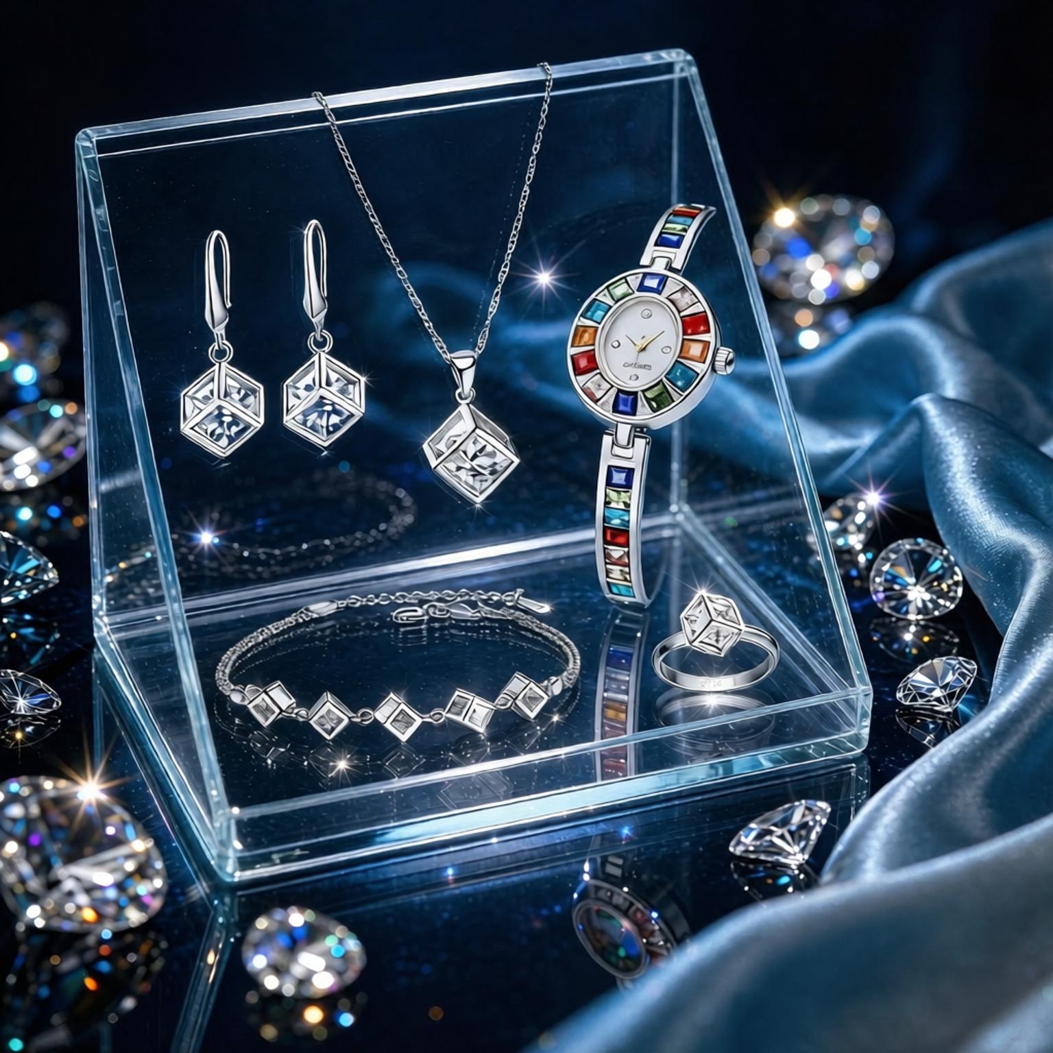 ラグジュアリー925スターリングシルバー幾何学クリスタルジル - Best Jewelry Watches Women のレビューと価格