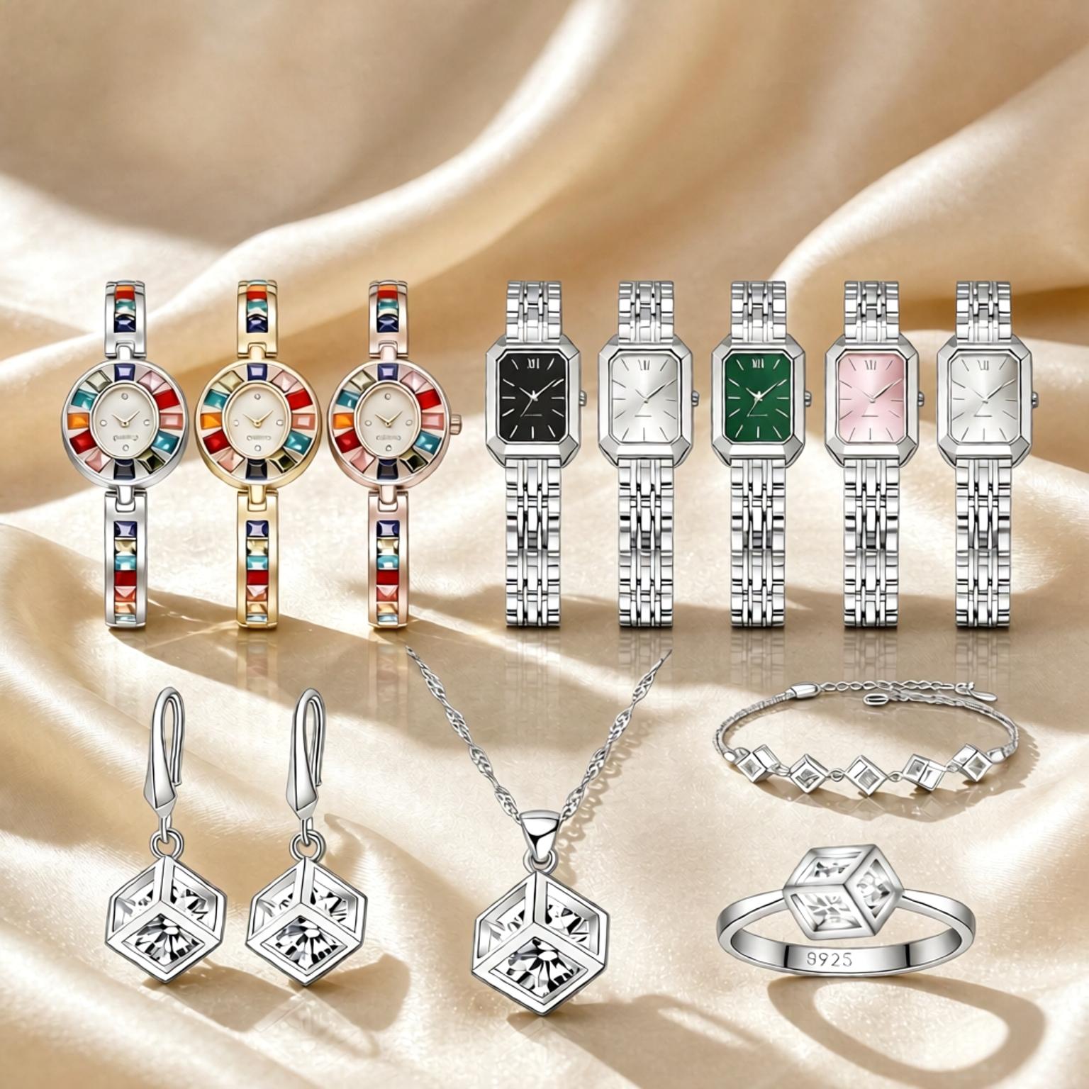 ラグジュアリー925スターリングシルバー幾何学クリスタルジル - Best Jewelry Watches Women のレビューと価格