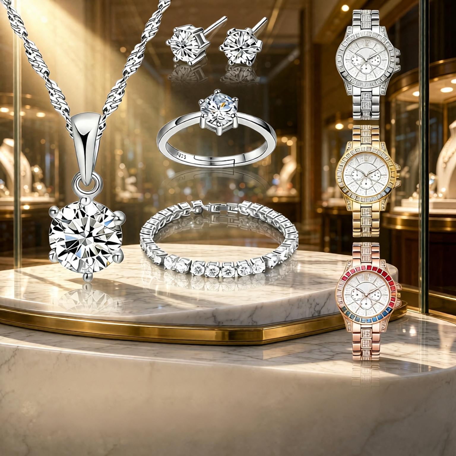 ラグジュアリー925スターリングシルバー幾何学クリスタルジル - Best Jewelry Watches Women のレビューと価格