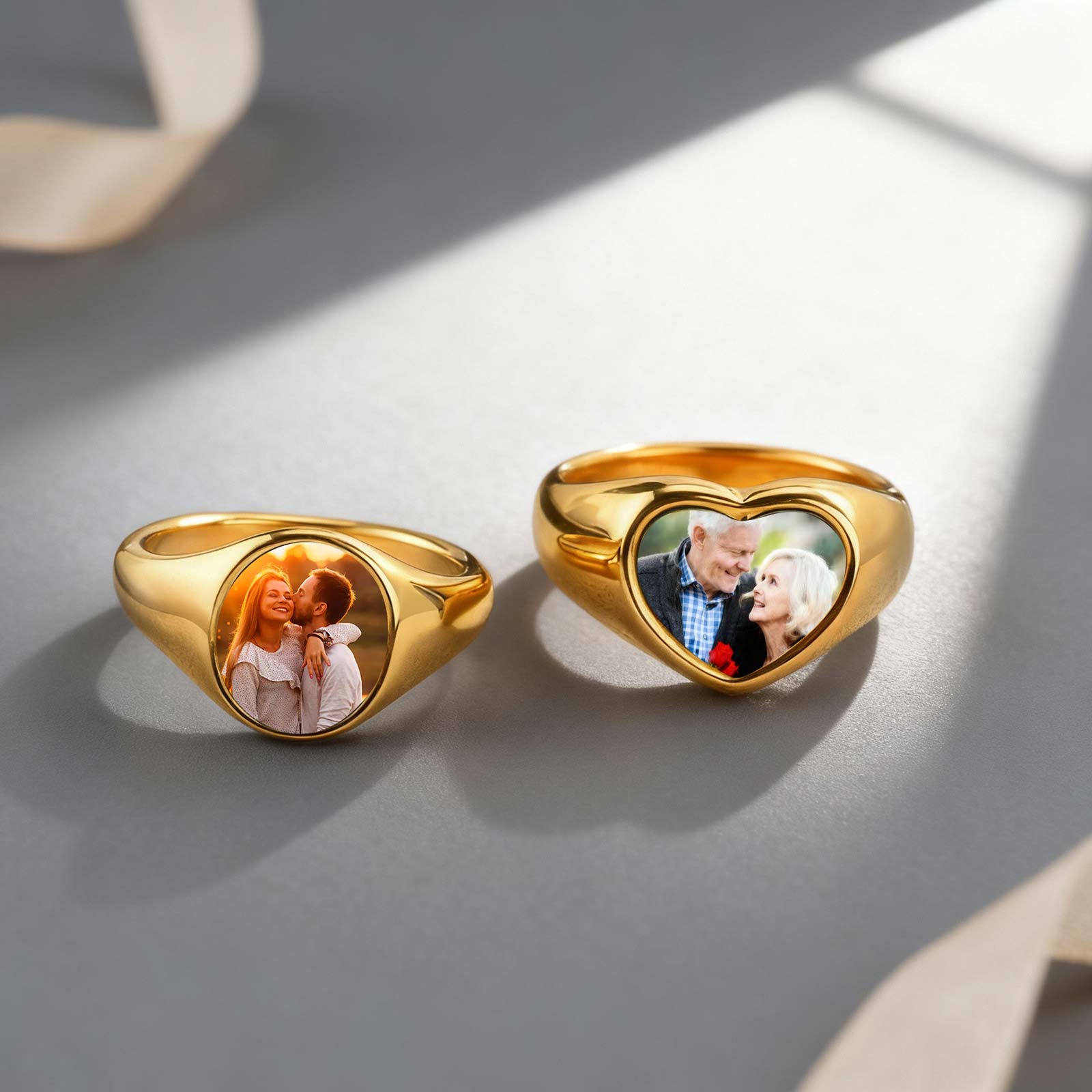カスタム写真シグネットリング女性用ステンレス鋼ロゴシンボル画 - Statement Cocktail Ring のレビューと価格