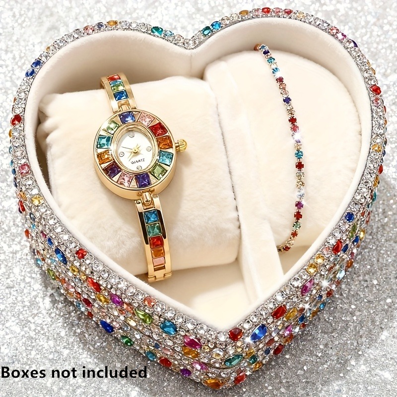 2 個のエレガントなカラフルなラインストーン女性用クォーツ時 - Jewelry Watch Making のレビューと価格
