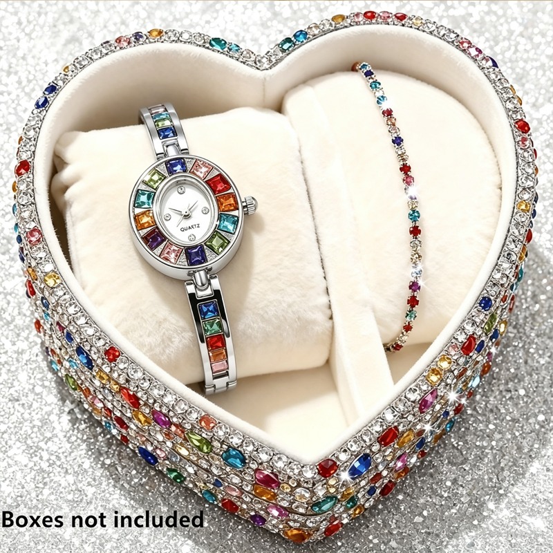2 個のエレガントなカラフルなラインストーン女性用クォーツ時 - Jewelry Watch Making のレビューと価格