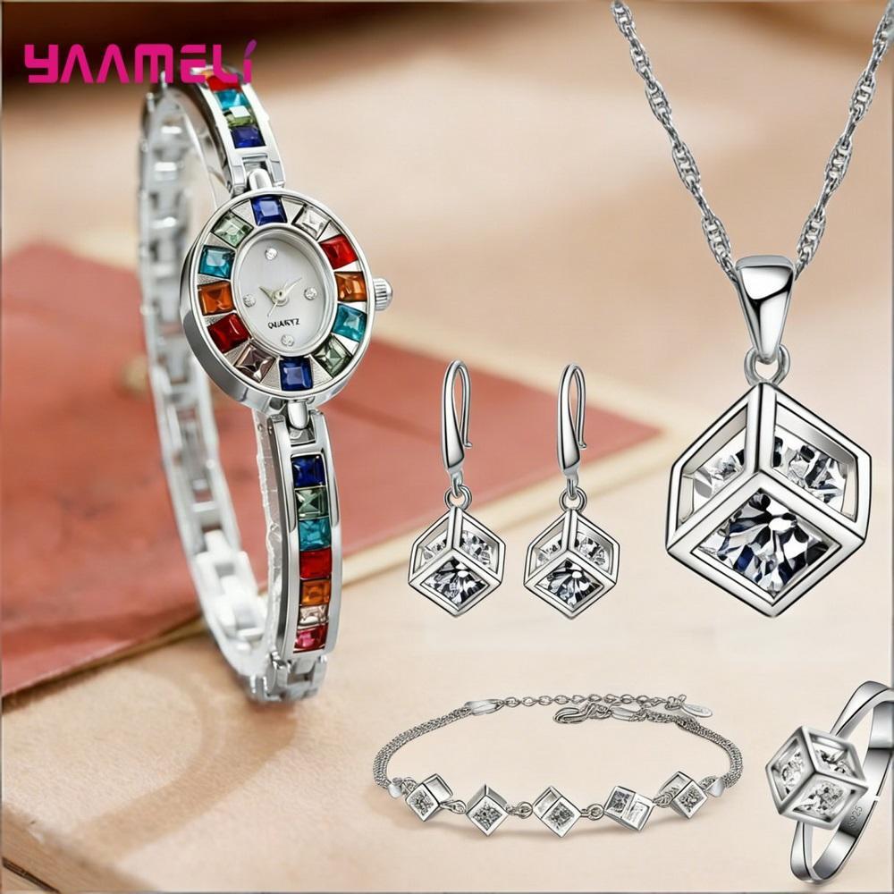 豪華な 925 スターリングシルバージオメトリクリスタルジル - Best Jewelry Watches Women のレビューと価格